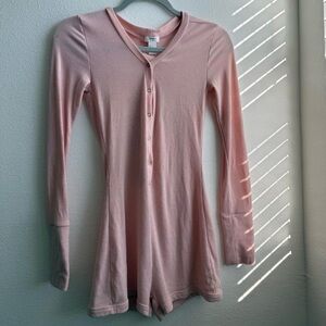 Forever 21 Pink Ribbed V-Neck Romper
